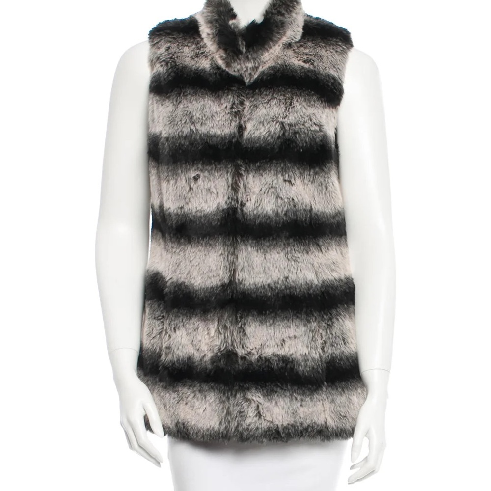 RACHEL ZOE FAUX FUR VEST BUTTON UP